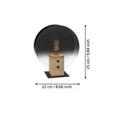 EGLO Millena Lámpara sobremesa aceromadera vidrio vaporizado negrocafé negrogristransparente 390143