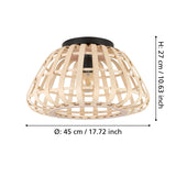 EGLO Montezuelo Plafón acero madera negro naturaleza 390149