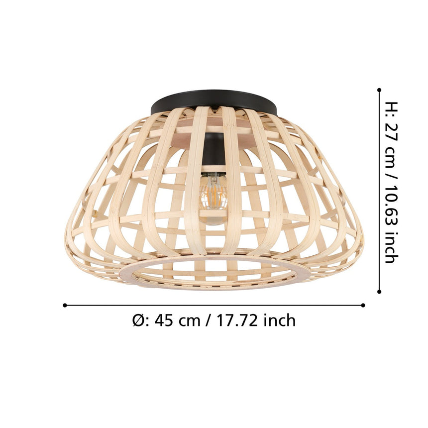 EGLO Montezuelo Plafón acero madera negro naturaleza 390149