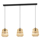 EGLO Montezuelo Lámpara de techo colgante acero madera negro naturaleza 390153