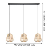 EGLO Montezuelo Lámpara de techo colgante acero madera negro naturaleza 390153