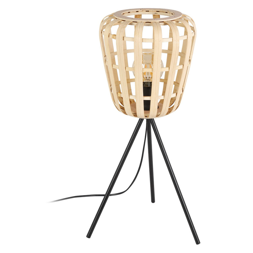 EGLO Montezuelo Lámpara sobremesa acero madera negro naturaleza 390154
