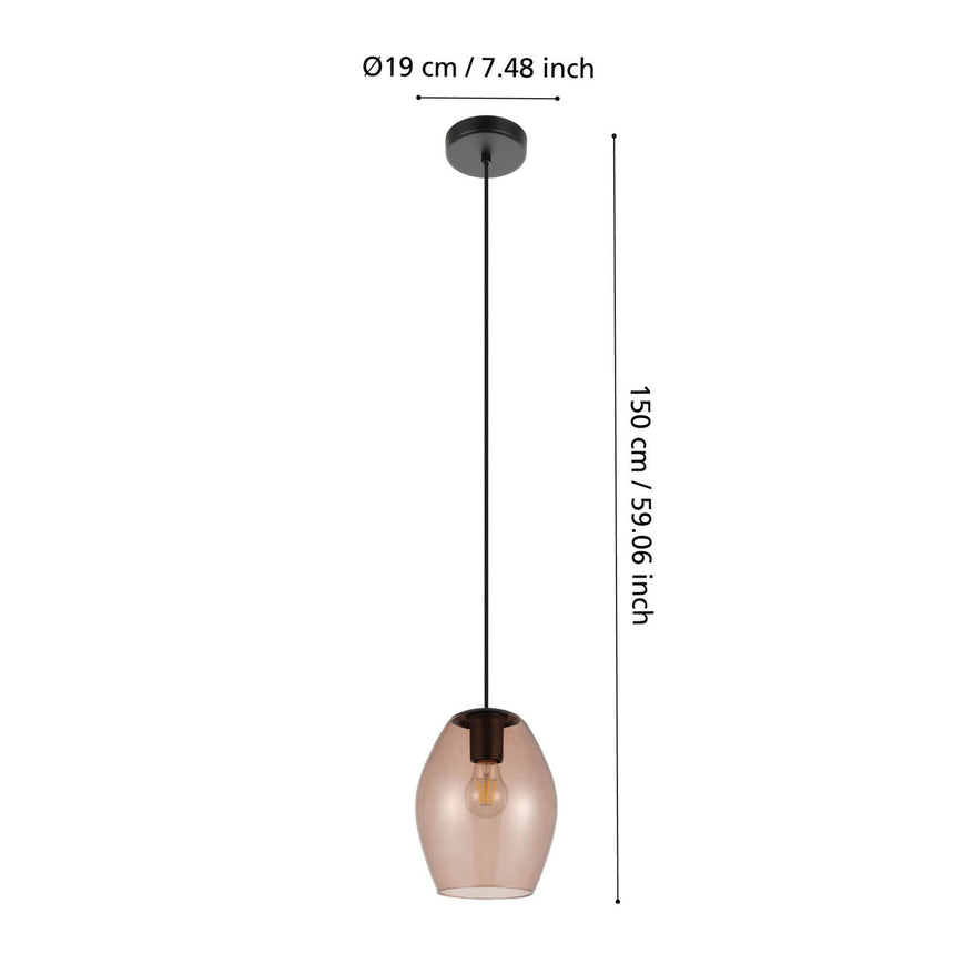 EGLO Estanys 1 Lámpara de techo colgante acero vidrio negro - 390159