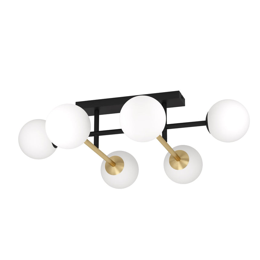 EGLO Paz Plafón acero vidrio opalino mate negrolatón cepillado blanco 390176
