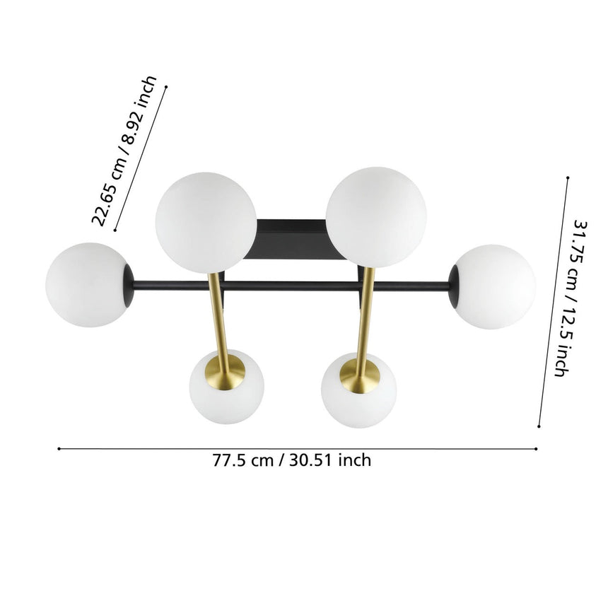 EGLO Paz Plafón acero vidrio opalino mate negrolatón cepillado blanco 390176