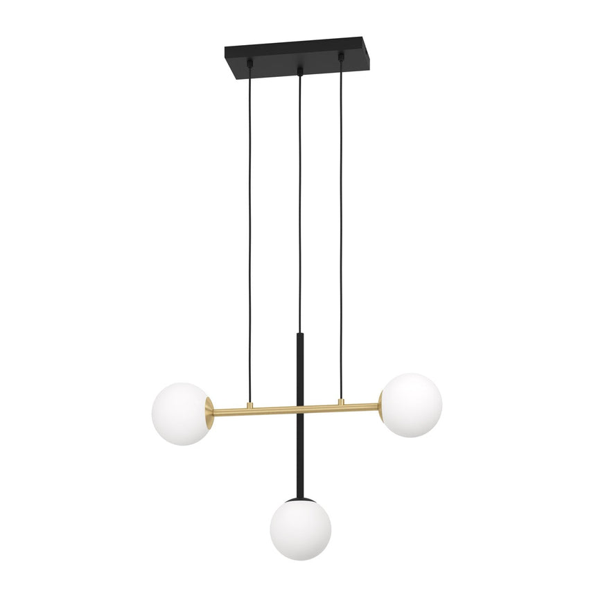 EGLO Paz Lámpara de techo colgante acero vidrio opalino mate negrolatón cepillado blanco 390177