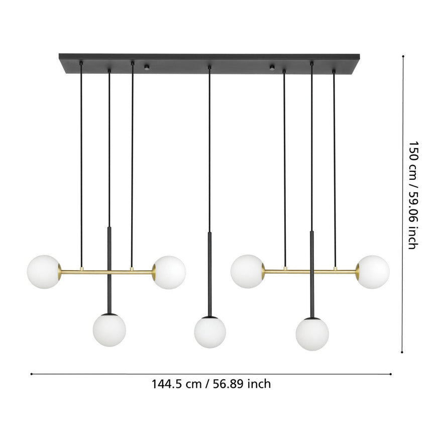 EGLO Paz Lámpara de techo colgante acero vidrio opalino mate negrolatón cepillado blanco 390178