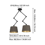 EGLO Pistunio Plafón acero textil negro cappuccinolatón 390199