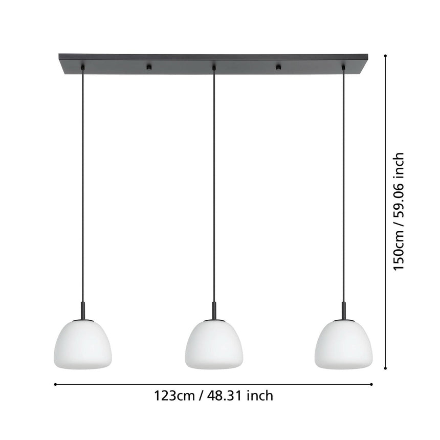 EGLO Balmes Lámpara de techo colgante acero vidrio opalino mate negro blanco 390202