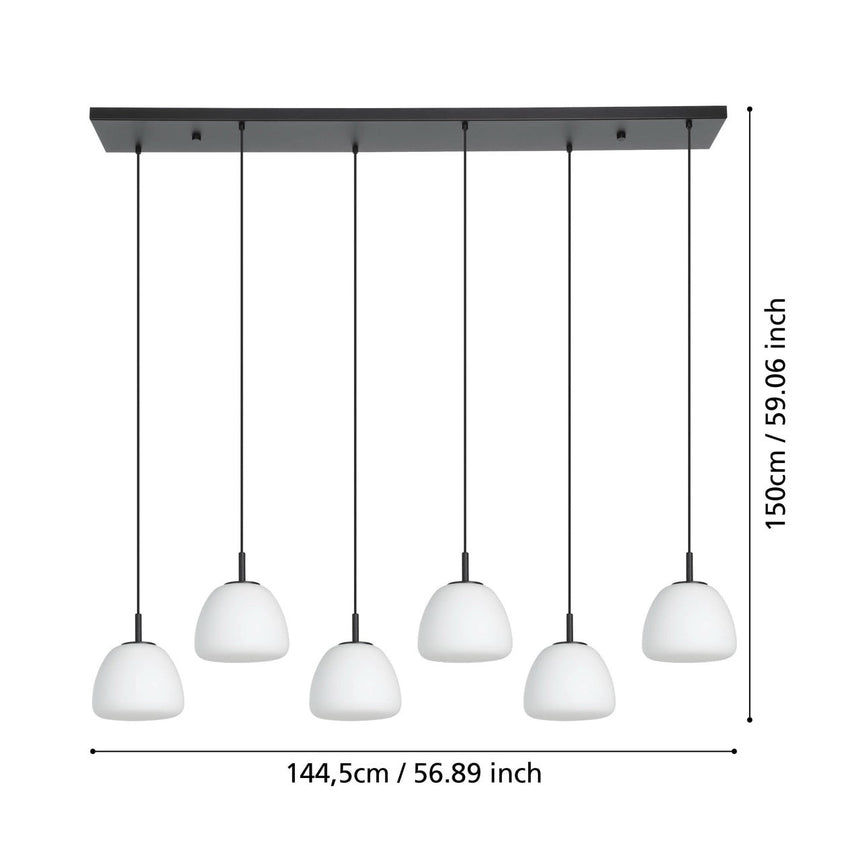 EGLO Balmes Lámpara de techo colgante acero vidrio opalino mate negro blanco 390203