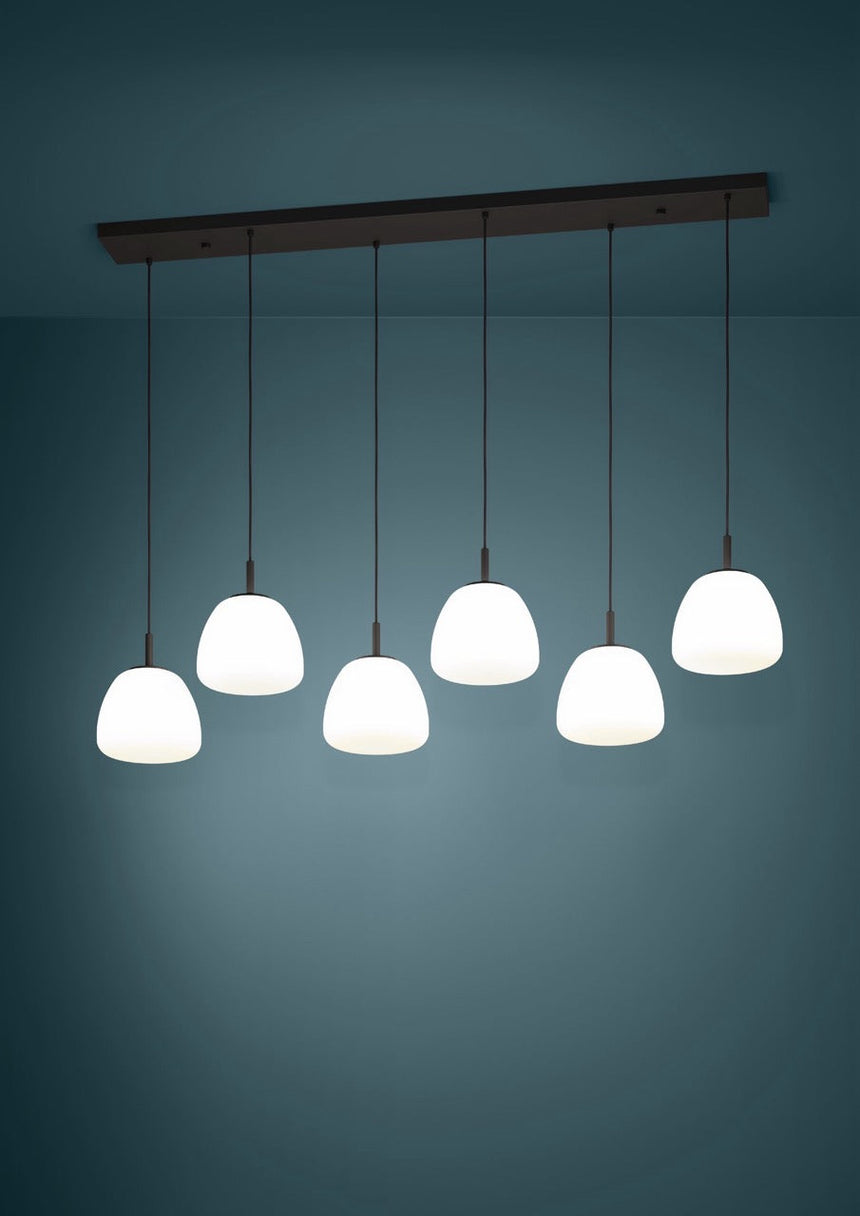 EGLO Balmes Lámpara de techo colgante acero vidrio opalino mate negro blanco 390203