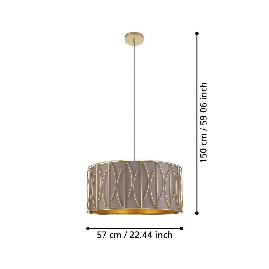 EGLO Corojal Lámpara de techo colgante acero textil dorado cappuccinolatón 390206