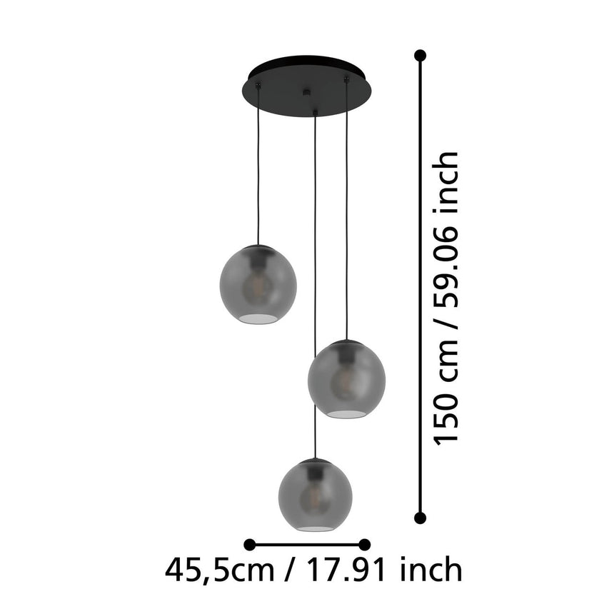 EGLO Arangona Lámpara de techo colgante acero vidrio negro - 390213