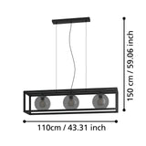 EGLO Arangona Lámpara de techo colgante acero vidrio negro - 390215
