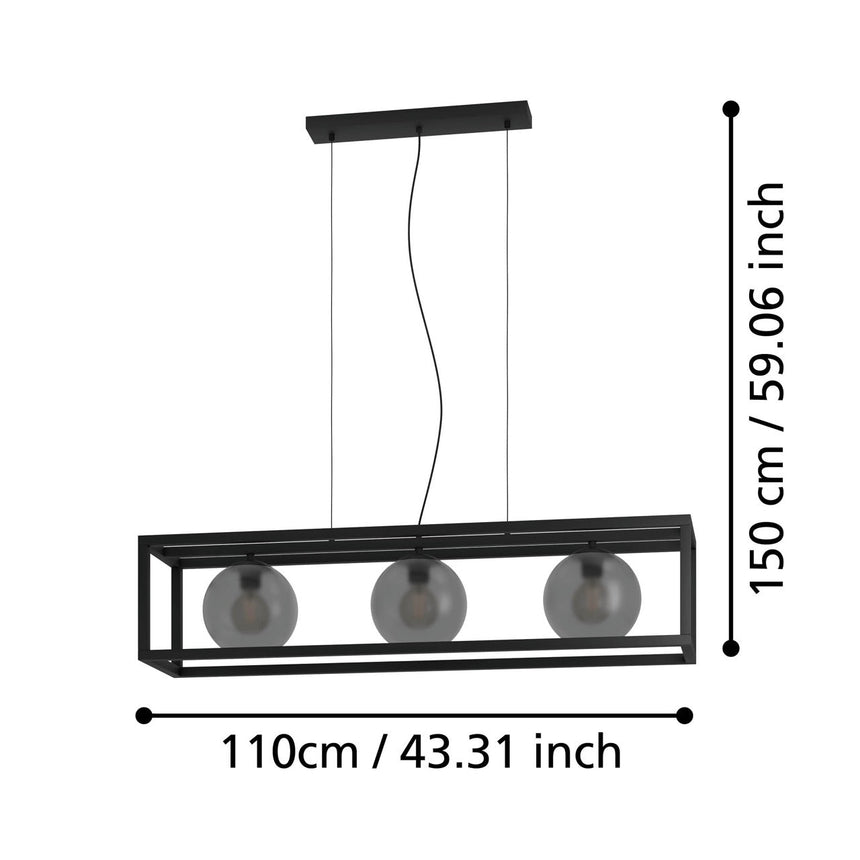 EGLO Arangona Lámpara de techo colgante acero vidrio negro - 390215