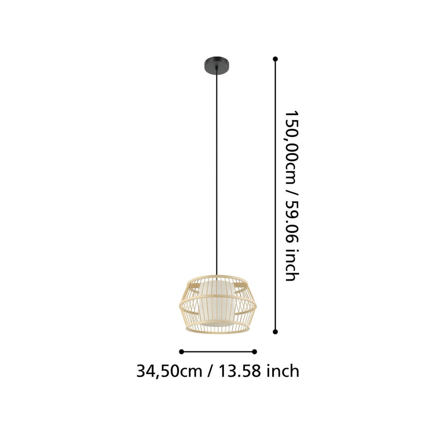 EGLO Monterroso Lámpara de techo colgante acero maderatela negro naturalezablanco 390233