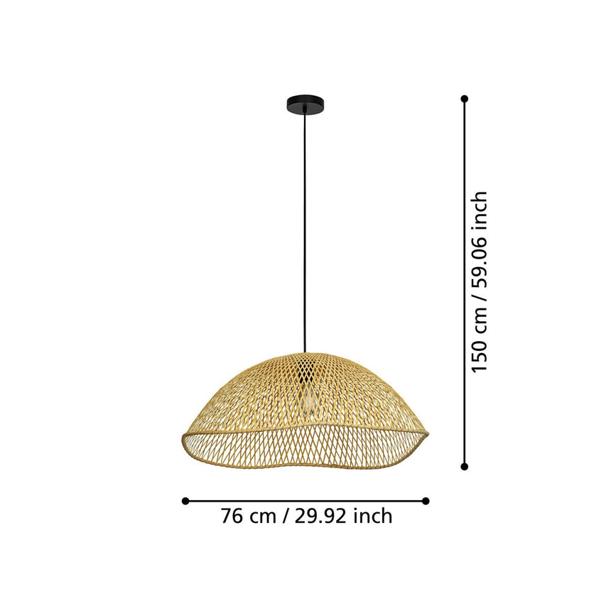 EGLO Sambucona Lámpara de techo colgante acero madera negro naturaleza 390236