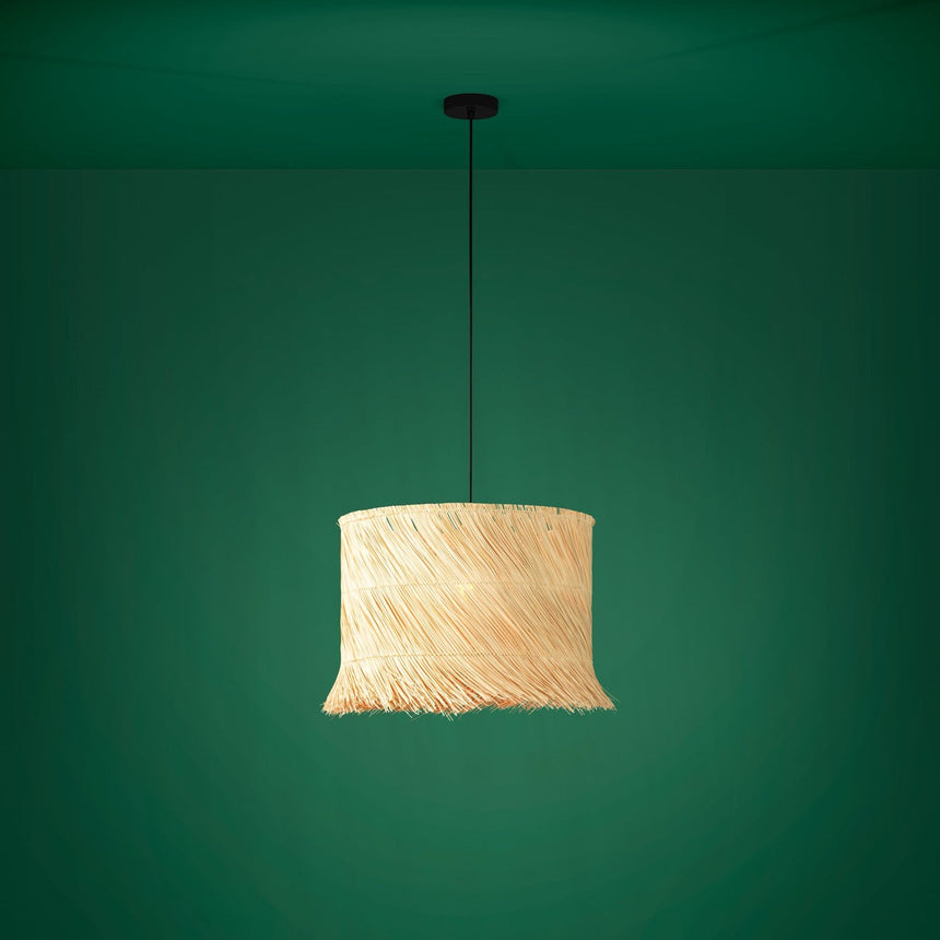 EGLO Paisano Lámpara de techo colgante acero rattan negro naturaleza 390238