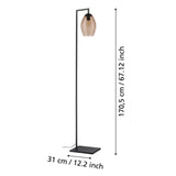 EGLO Estanys 1 Lámpara de pie acero vidrio negro - 390255