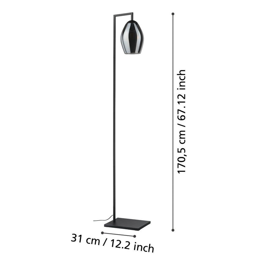 EGLO Estanys Lámpara de pie acero vidrio vaporizado negro negro transparente 390256
