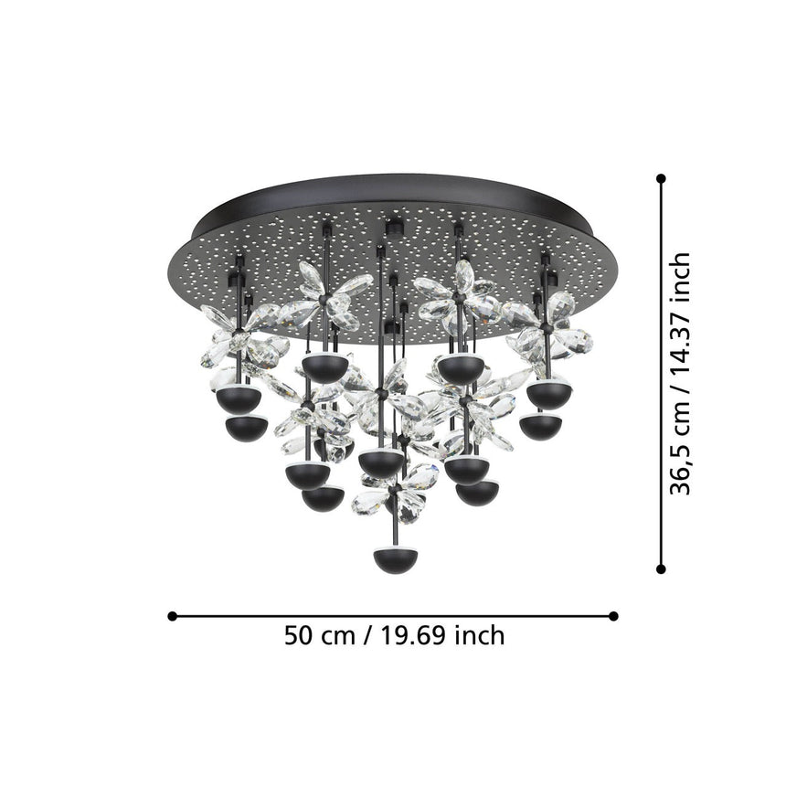 EGLO Pianopoli 2 Plafón LED regulable acero cristal negro claro 390275