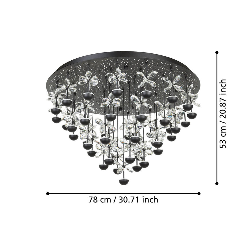 EGLO Pianopoli 2 Plafón LED regulable acero cristal negro claro 390276