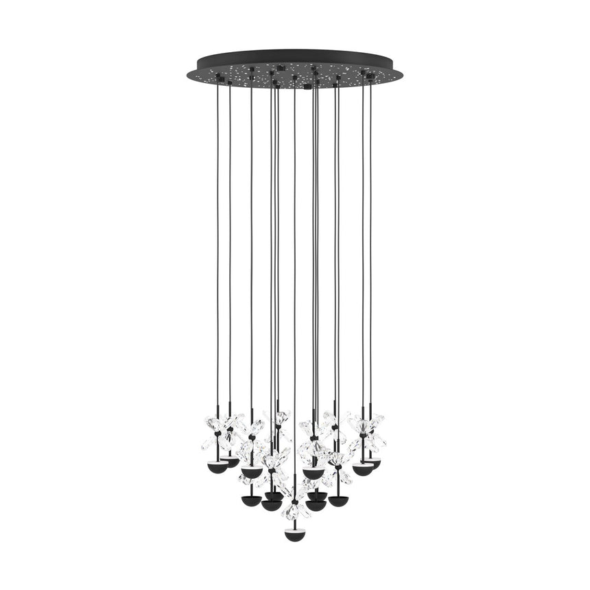 EGLO Pianopoli 2 Lámpara de techo colgante LED regulable acero cristal negro claro 390277
