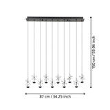 EGLO Pianopoli 2 Lámpara de techo colgante LED regulable acero cristal negro claro 390278