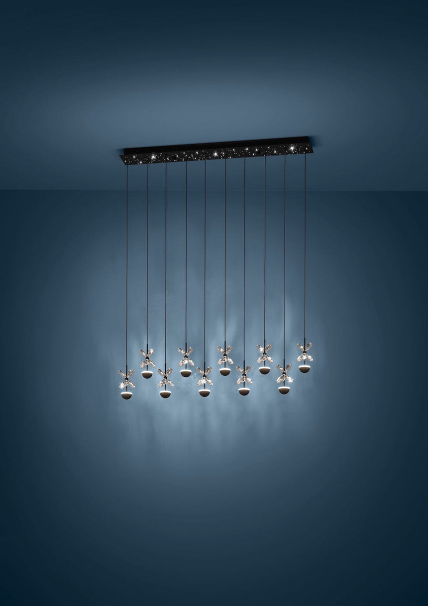 EGLO Pianopoli 2 Lámpara de techo colgante LED regulable acero cristal negro claro 390278