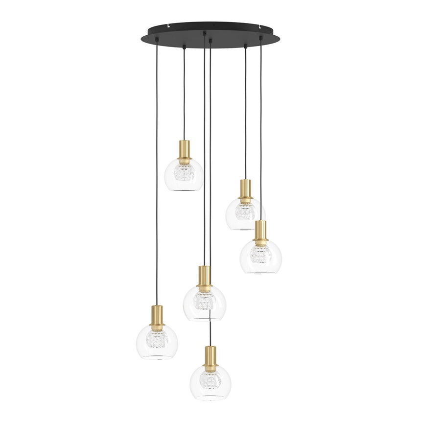 EGLO Terque Lámpara de techo colgante LED regulable acero vidrio negrolatón cepillado claro 390279