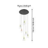 EGLO Terque Lámpara de techo colgante LED regulable acero vidrio negrolatón cepillado claro 390279