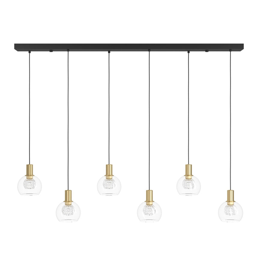 EGLO Terque Lámpara de techo colgante LED regulable acero vidrio negrolatón cepillado claro 390281