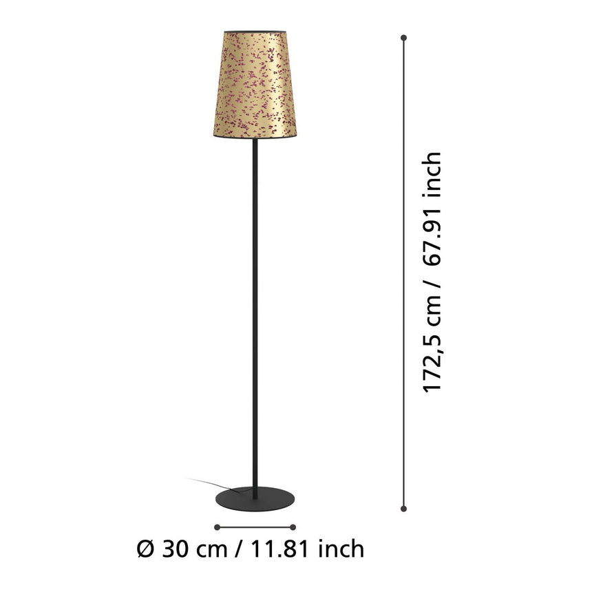 EGLO Castuera Lámpara de pie acero papel con pétalos de rosa negro doradorosado 390295