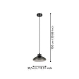 EGLO Sarnarra Lámpara de techo colgante LED regulable acero vidrio vaporizado negro negro-transparenteclaro 390298