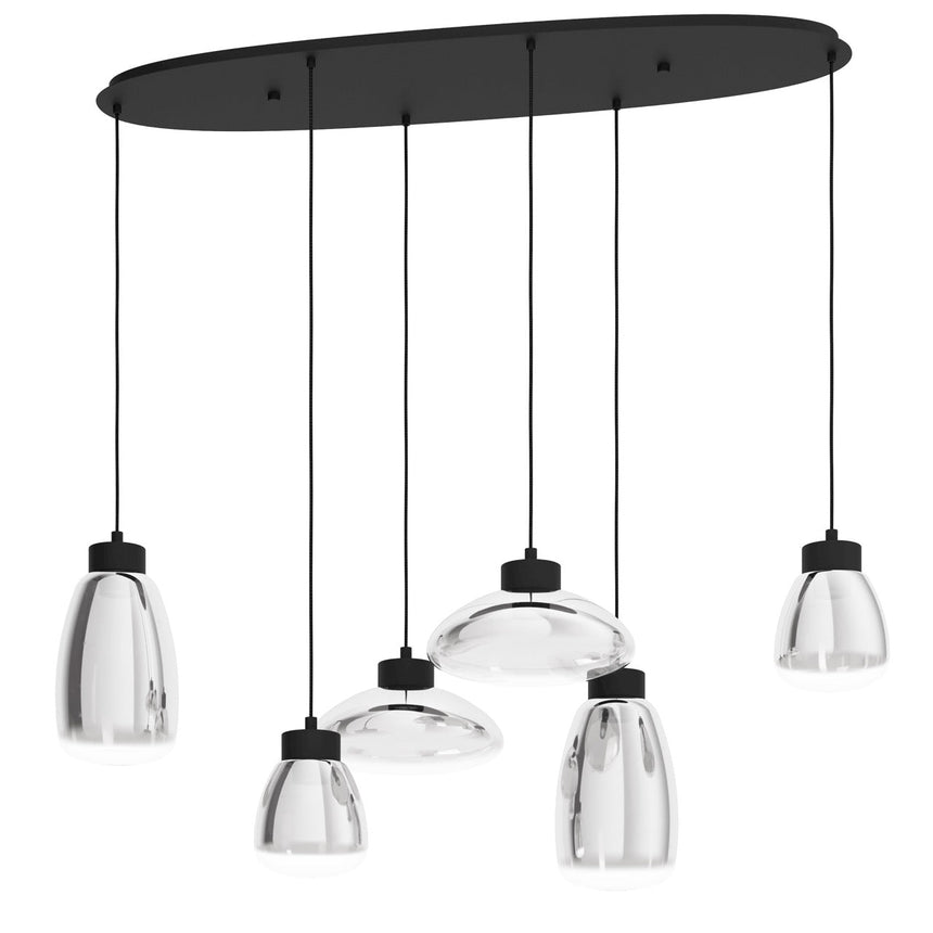 EGLO Sarnarra Lámpara de techo colgante LED regulable acero vidrio vaporizado negro negro-transparenteclaro 390301