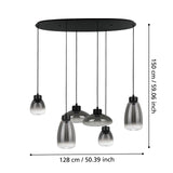 EGLO Sarnarra Lámpara de techo colgante LED regulable acero vidrio vaporizado negro negro-transparenteclaro 390301