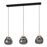 EGLO Magacela Lámpara de techo colgante aceromadera vidrio vaporizado negro gris 390318