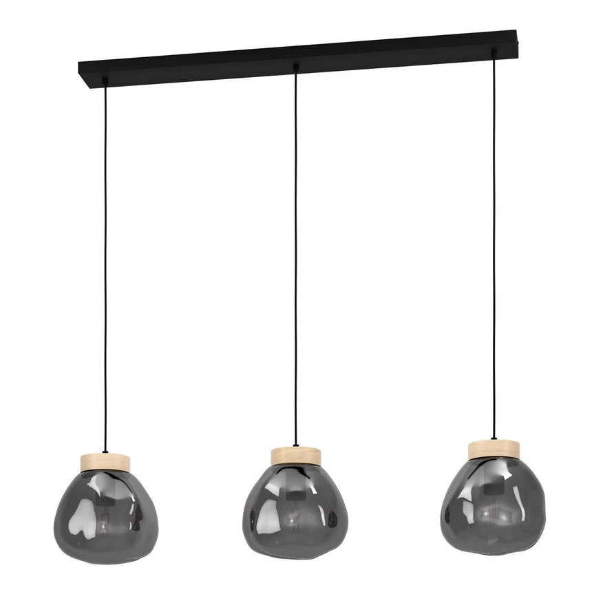 EGLO Magacela Lámpara de techo colgante aceromadera vidrio vaporizado negro gris 390318