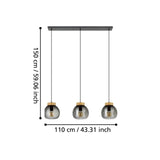 EGLO Magacela Lámpara de techo colgante aceromadera vidrio vaporizado negro gris 390318