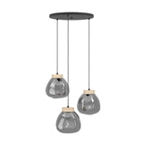 EGLO Magacela Lámpara de techo colgante aceromadera vidrio vaporizado negro gris 390319