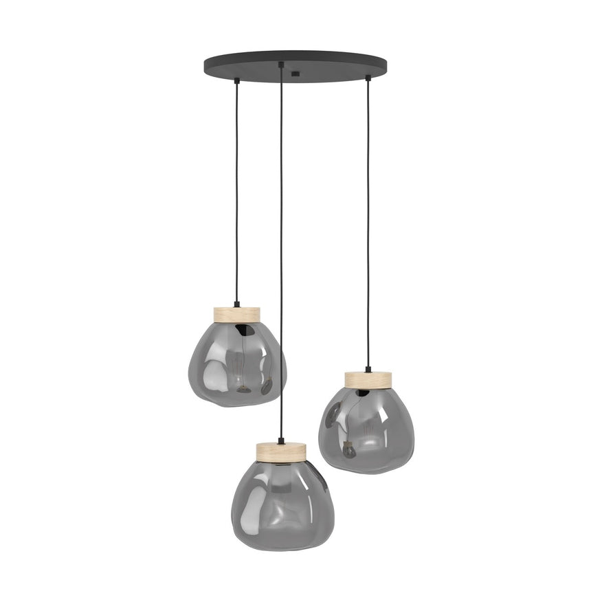 EGLO Magacela Lámpara de techo colgante aceromadera vidrio vaporizado negro gris 390319