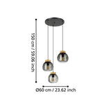 EGLO Magacela Lámpara de techo colgante aceromadera vidrio vaporizado negro gris 390319