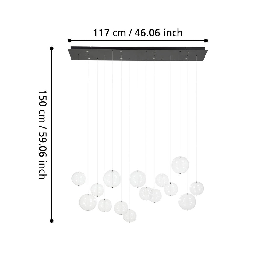 EGLO Espardello Lámpara de techo colgante LED regulable acero vidrio negro claro 390334