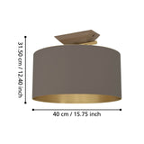 EGLO Santandria Plafón aceromadera textil latón cepilladocafé cappuccinolatón 390335