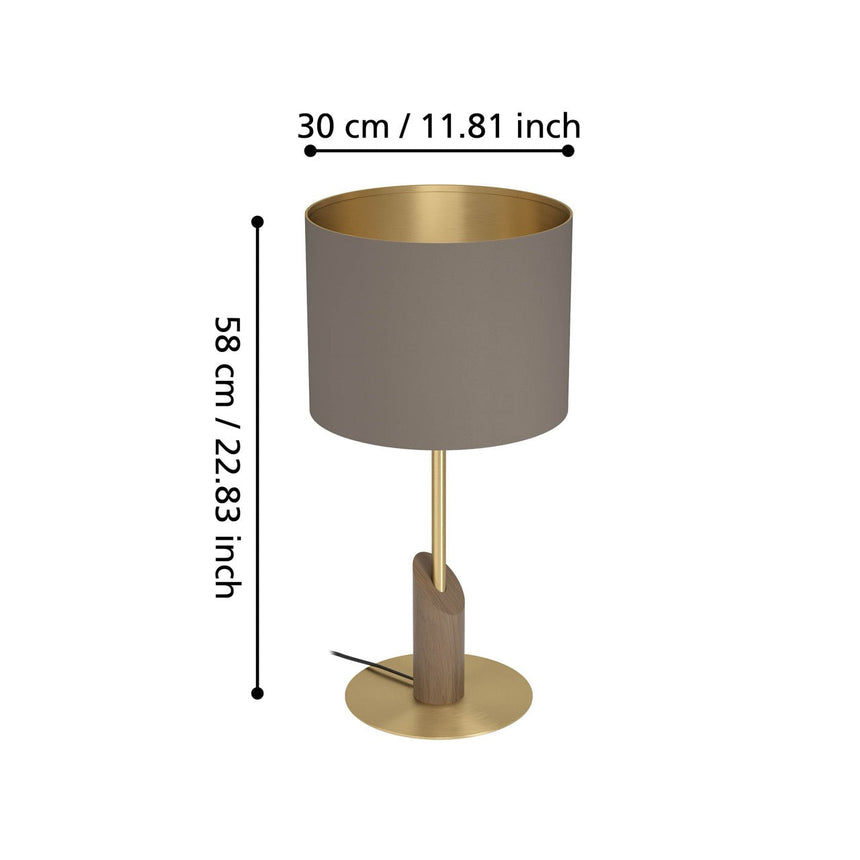 EGLO Santandria Lámpara sobremesa aceromadera textil latón cepilladocafé cappuccinolatón 390337