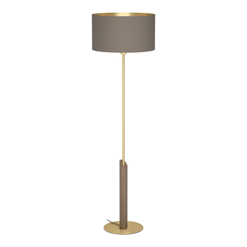 EGLO Santandria Lámpara de pie aceromadera textil latón cepilladocafé cappuccinolatón 390338