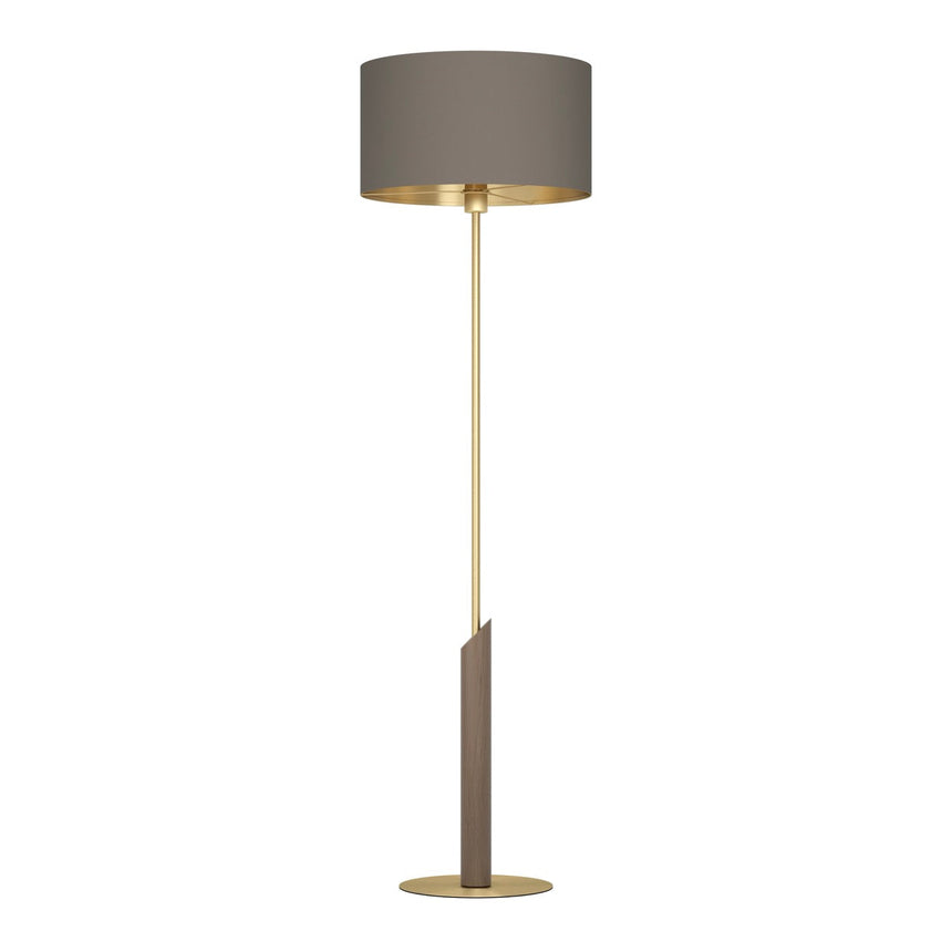 EGLO Santandria Lámpara de pie aceromadera textil latón cepilladocafé cappuccinolatón 390338