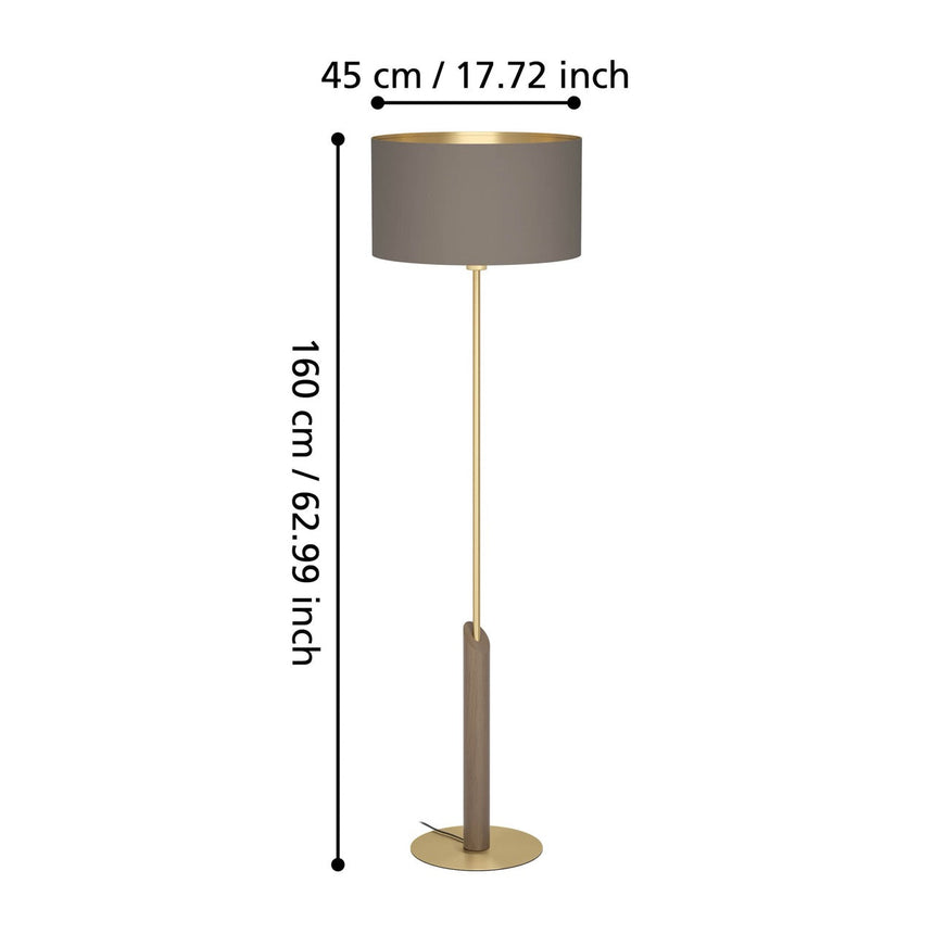 EGLO Santandria Lámpara de pie aceromadera textil latón cepilladocafé cappuccinolatón 390338