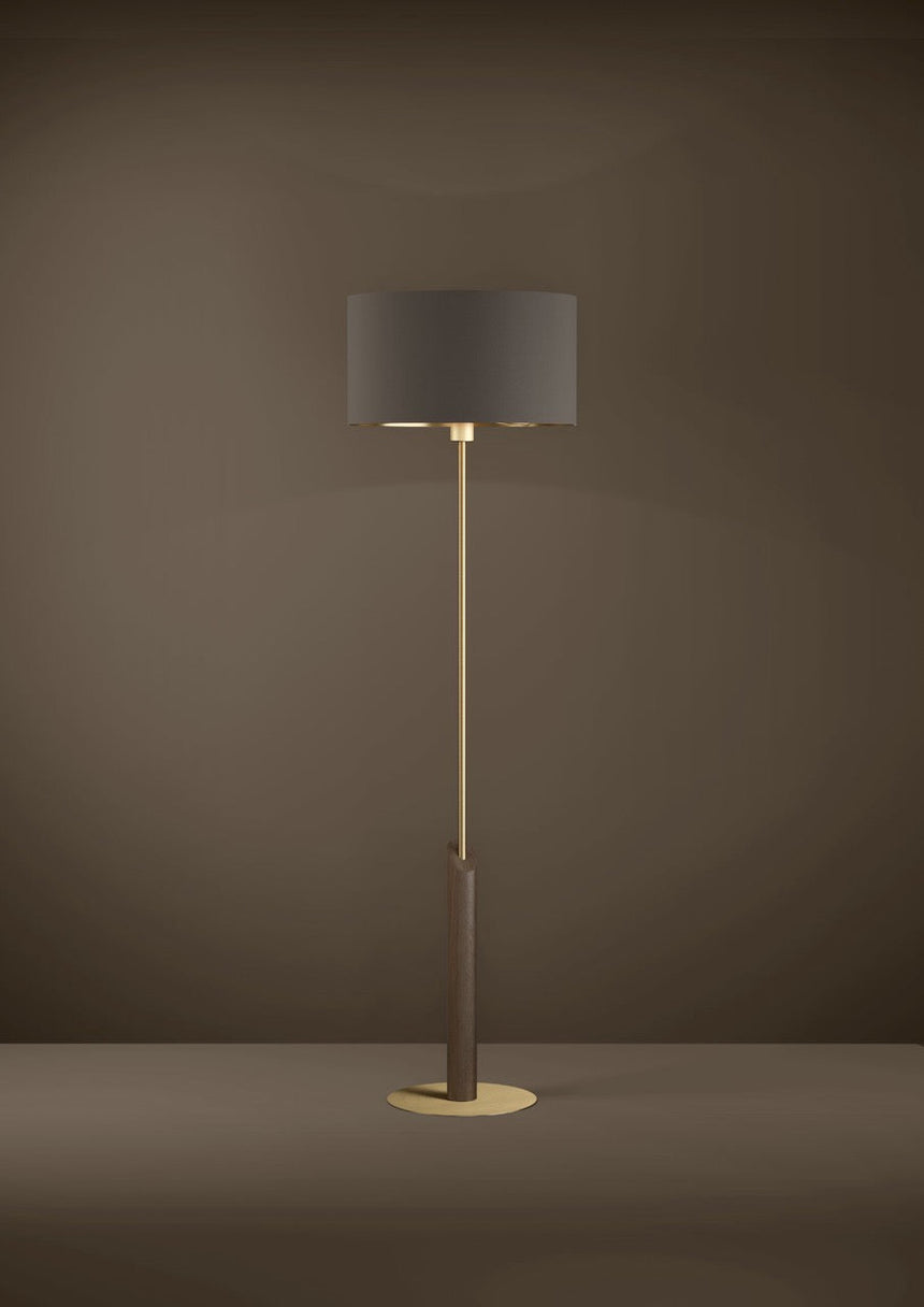 EGLO Santandria Lámpara de pie aceromadera textil latón cepilladocafé cappuccinolatón 390338