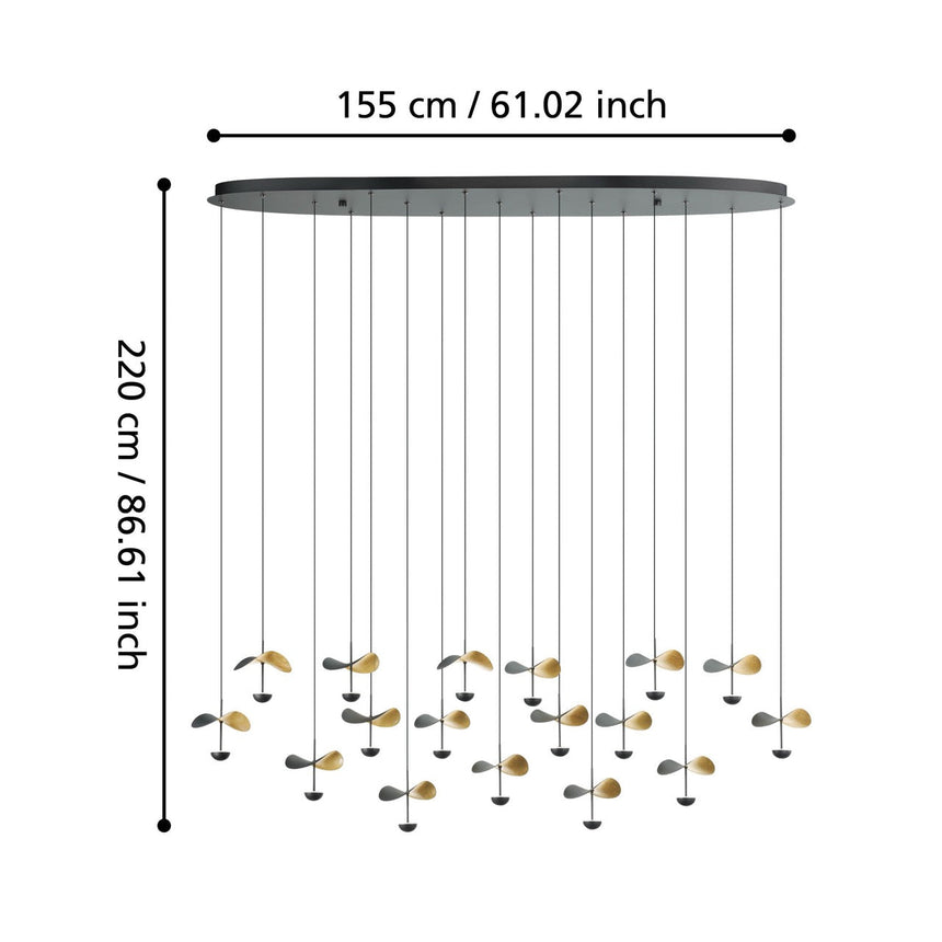 EGLO Lámpara techo colgante Dracera LED 3000K negro/oro 390343
